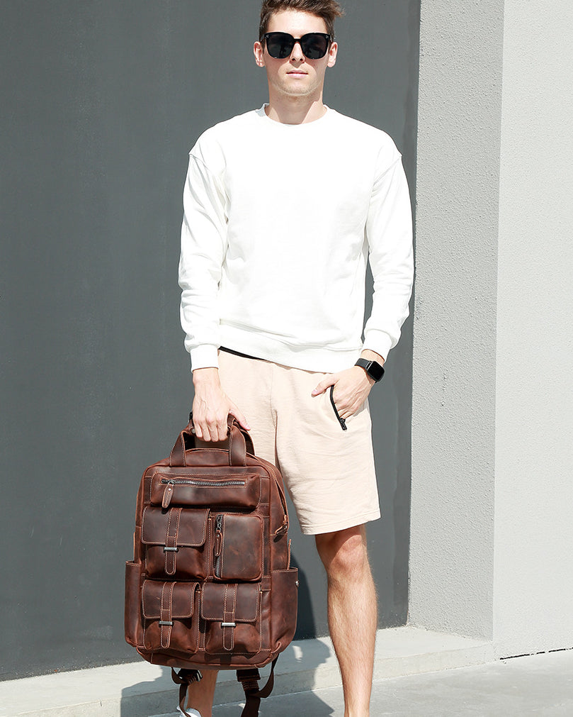 Genuine Leather Canvas Retro Backpacks | Laptop Shoulder Bags in Pakistan