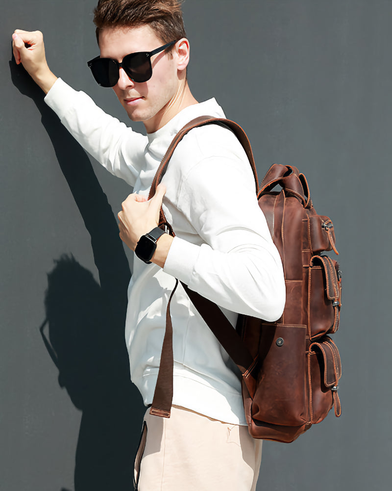 Genuine Leather Canvas Retro Backpacks | Laptop Shoulder Bags in Pakistan