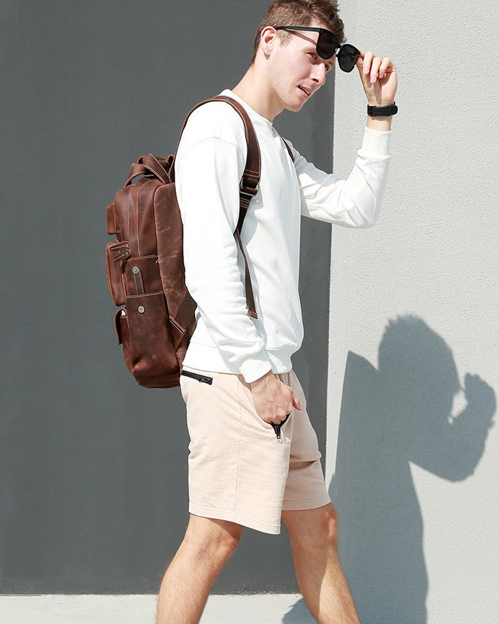 Genuine Leather Canvas Retro Backpacks | Laptop Shoulder Bags in Pakistan