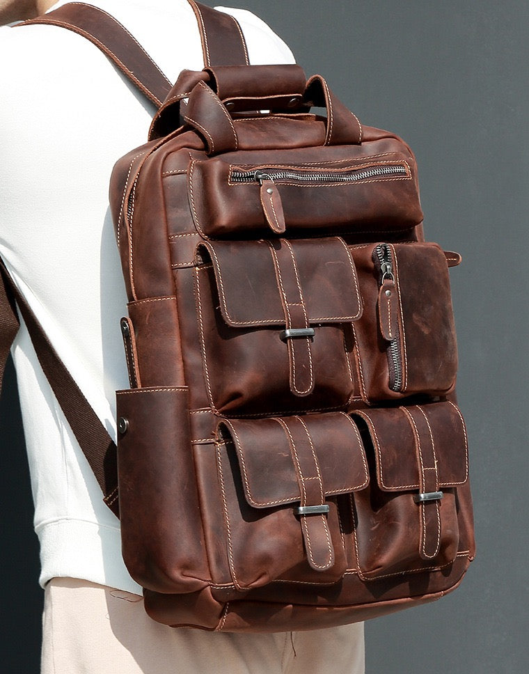 Genuine Leather Canvas Retro Backpacks | Laptop Shoulder Bags in Pakistan
