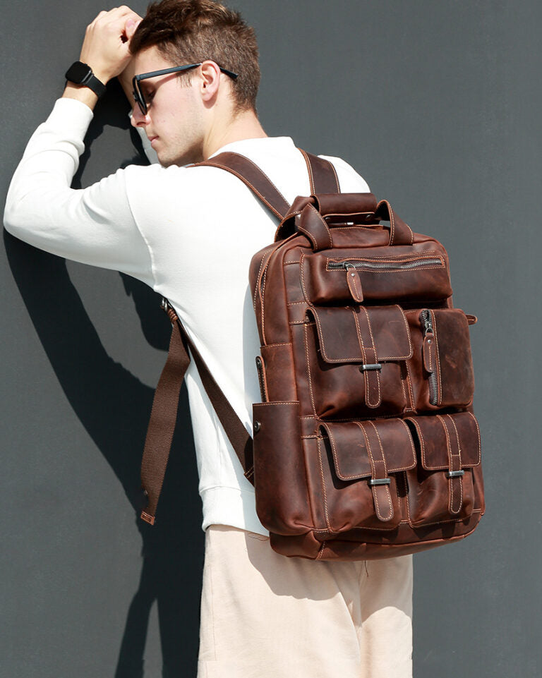 Genuine Leather Canvas Retro Backpacks | Laptop Shoulder Bags in Pakistan