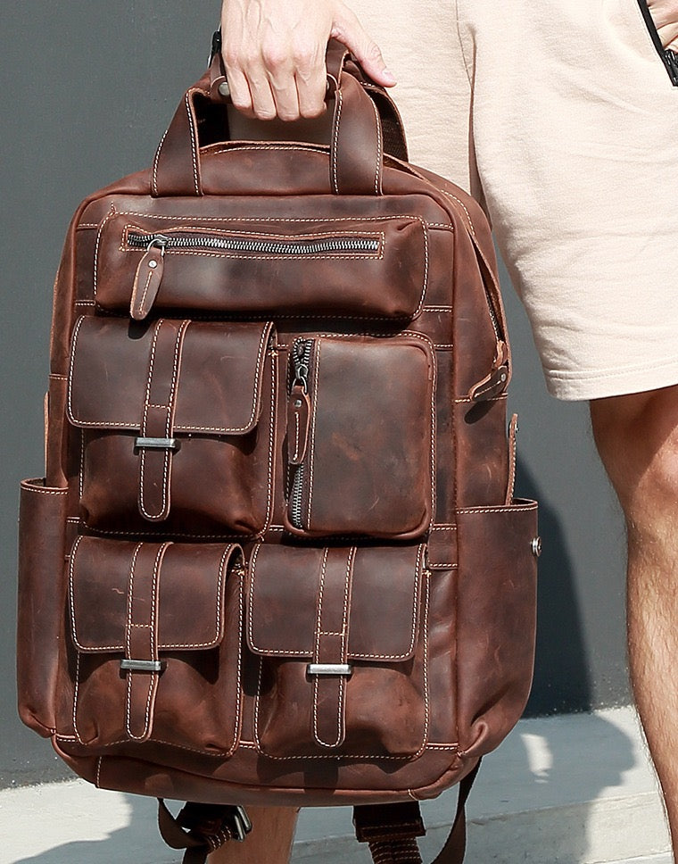 Genuine Leather Canvas Retro Backpacks | Laptop Shoulder Bags in Pakistan