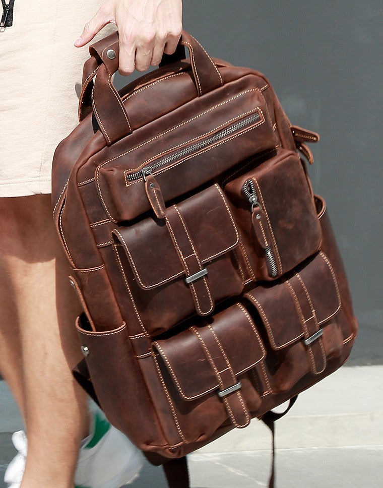 Genuine Leather Canvas Retro Backpacks | Laptop Shoulder Bags in Pakistan