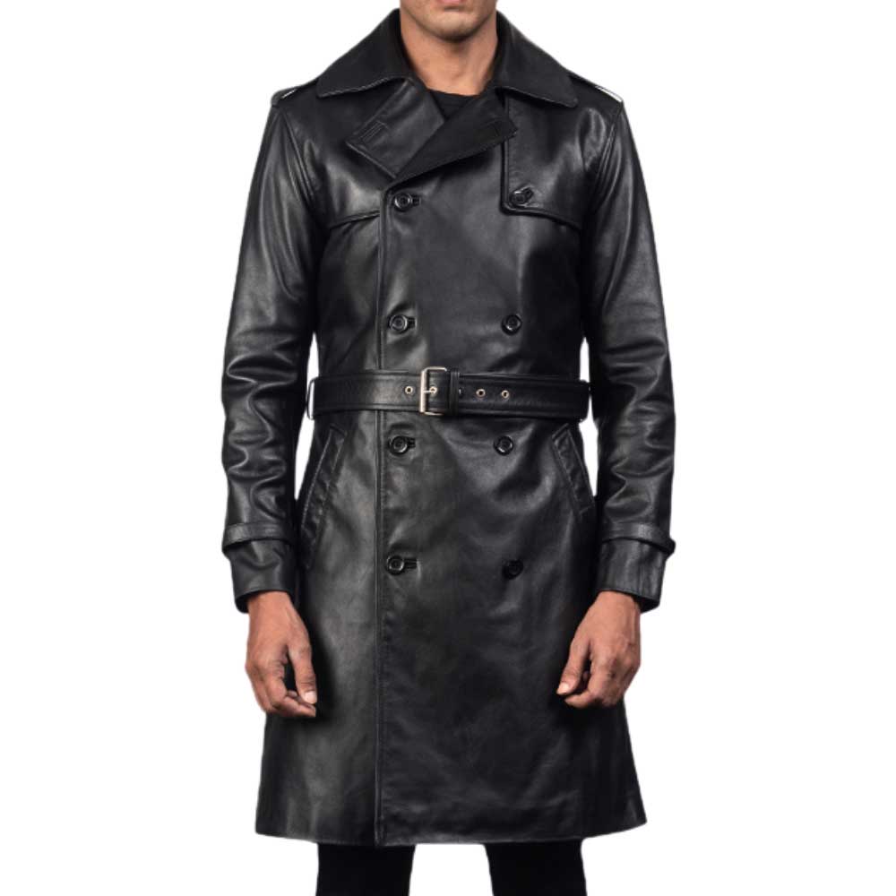Leather Duster Coat - Black