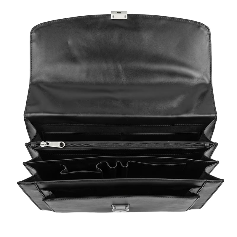 Leather Office Bag - Black