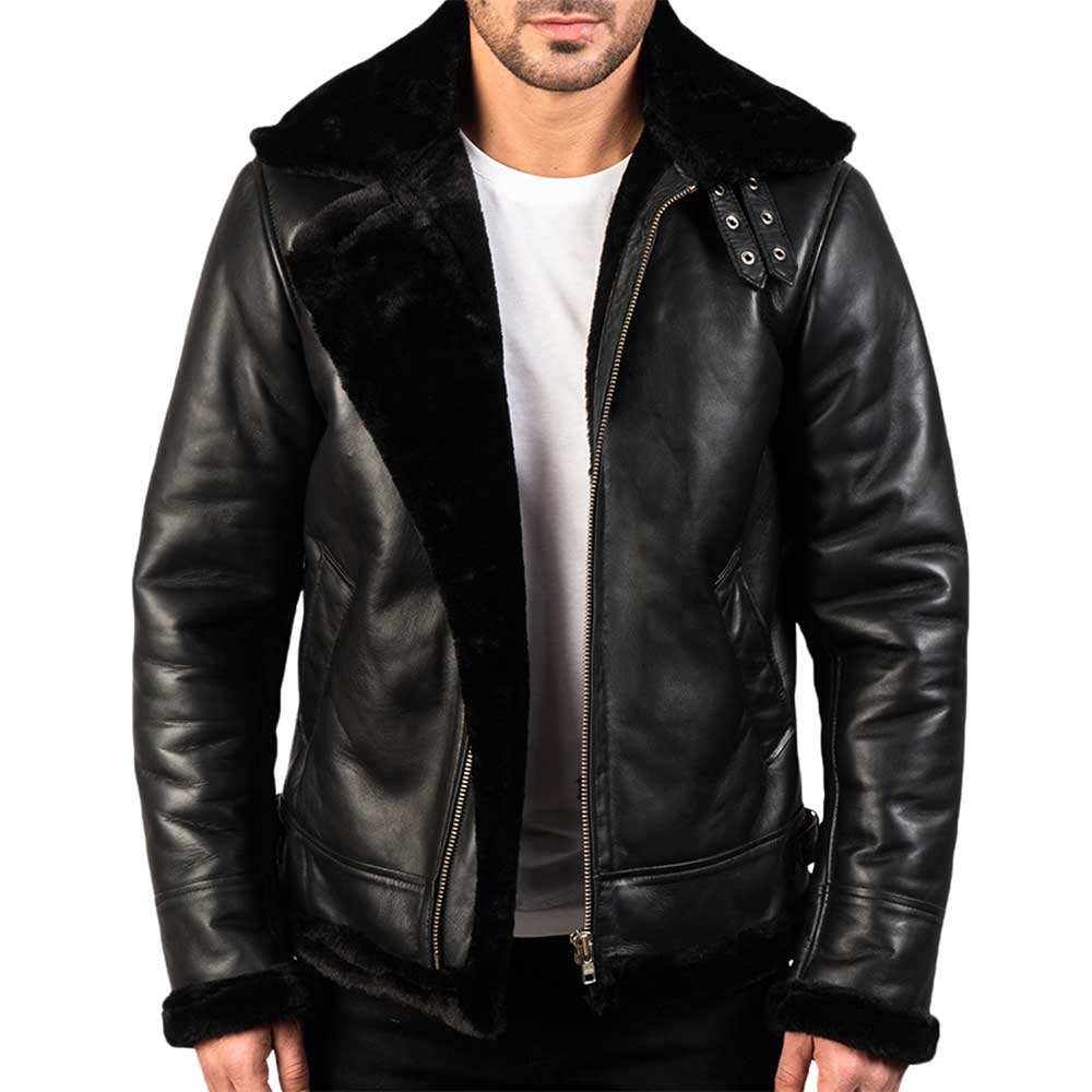 Shearling Leather jacket - blacks
