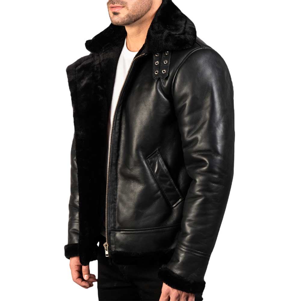 Shearling Leather jacket - blacks