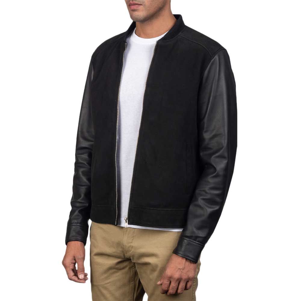 Suede Bomber Jacket - Black