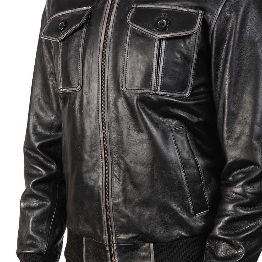 Aaron Leather Bomber Jacket