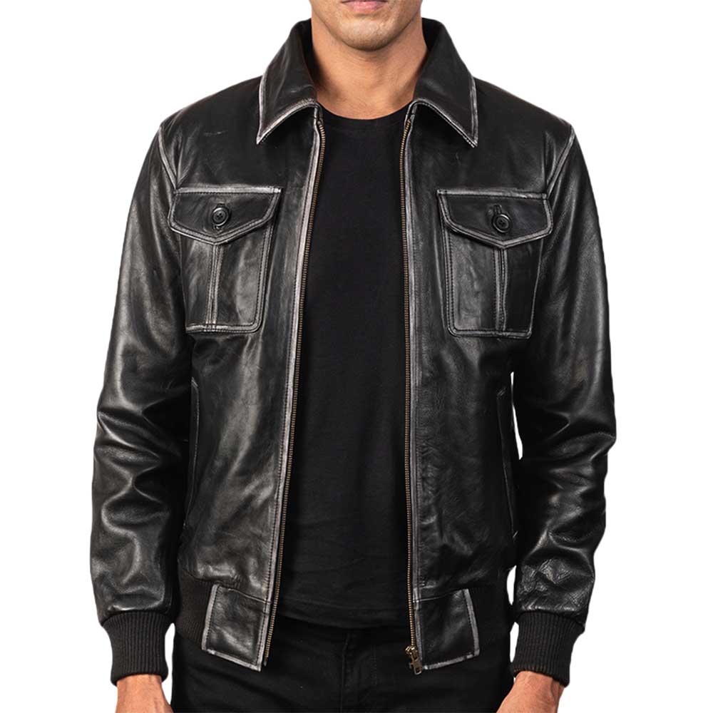 Aaron Leather Bomber Jacket
