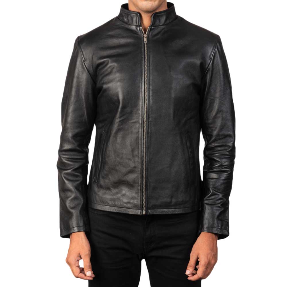 Distressed Burgundy Leather Jacket - Black