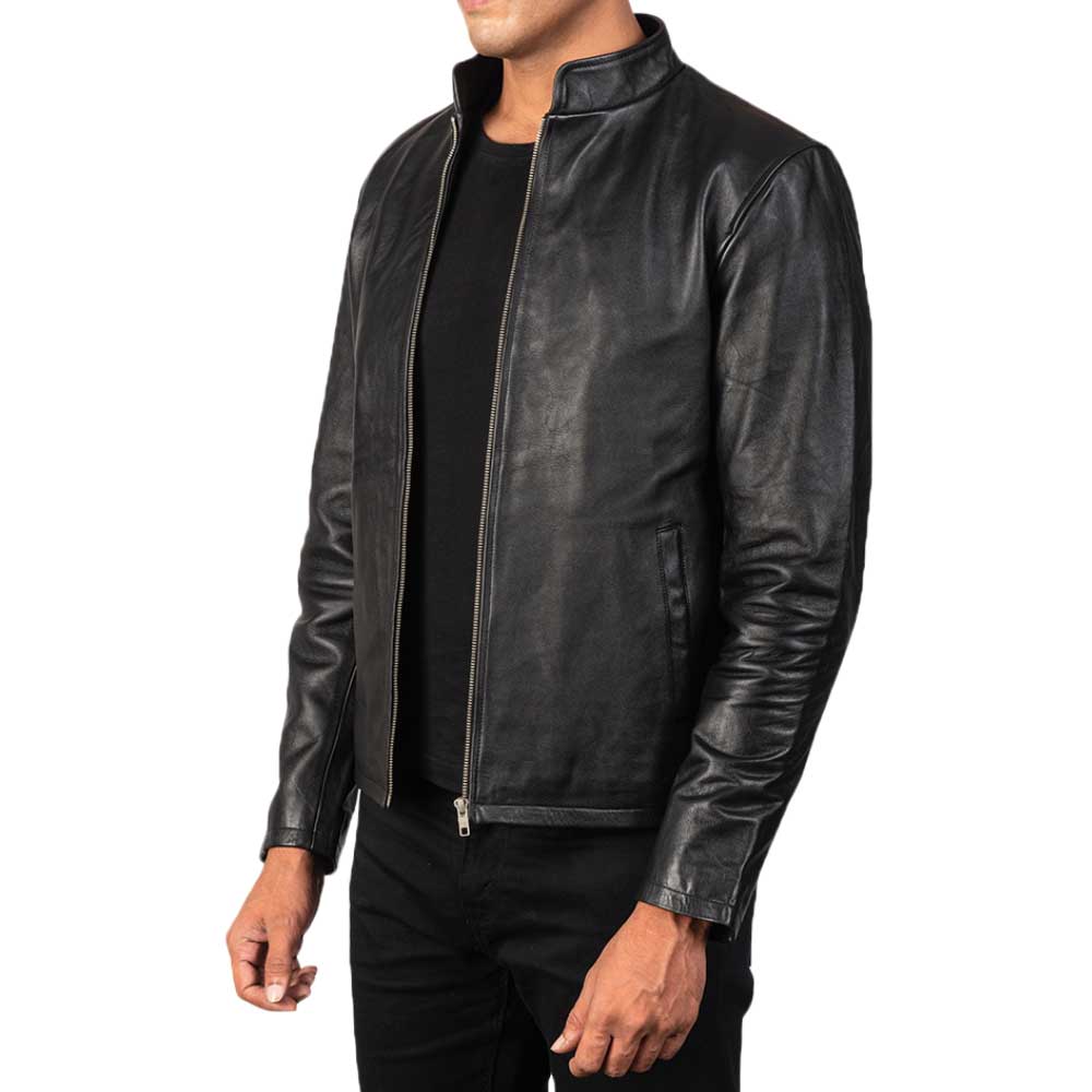Bomber Leather Jacket - Black