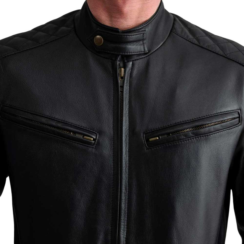 Leather Bomber Jacket - Black
