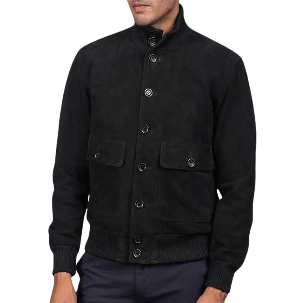 Suede Jacket Mens - Black