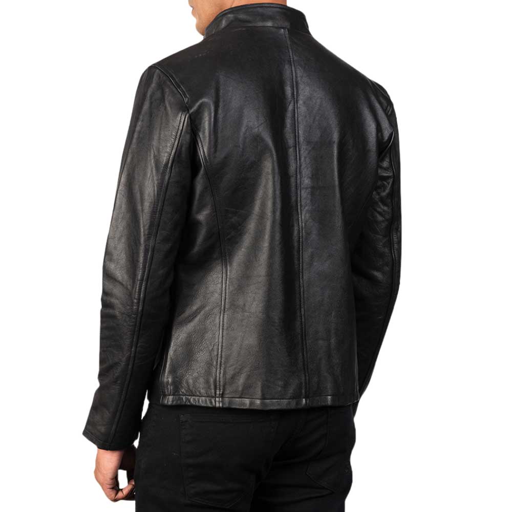 Distressed Burgundy Leather Jacket - black