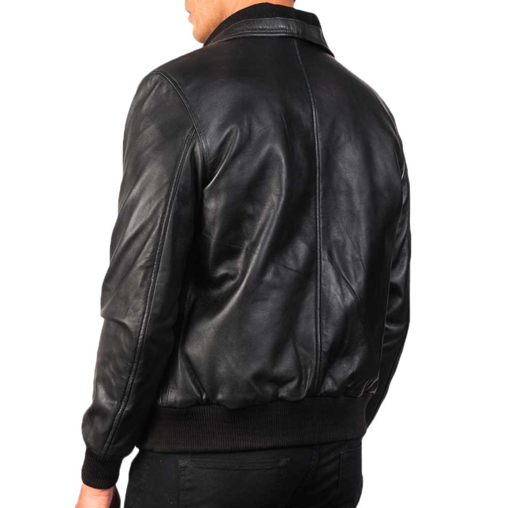 Bomber Leather Jacket - Black