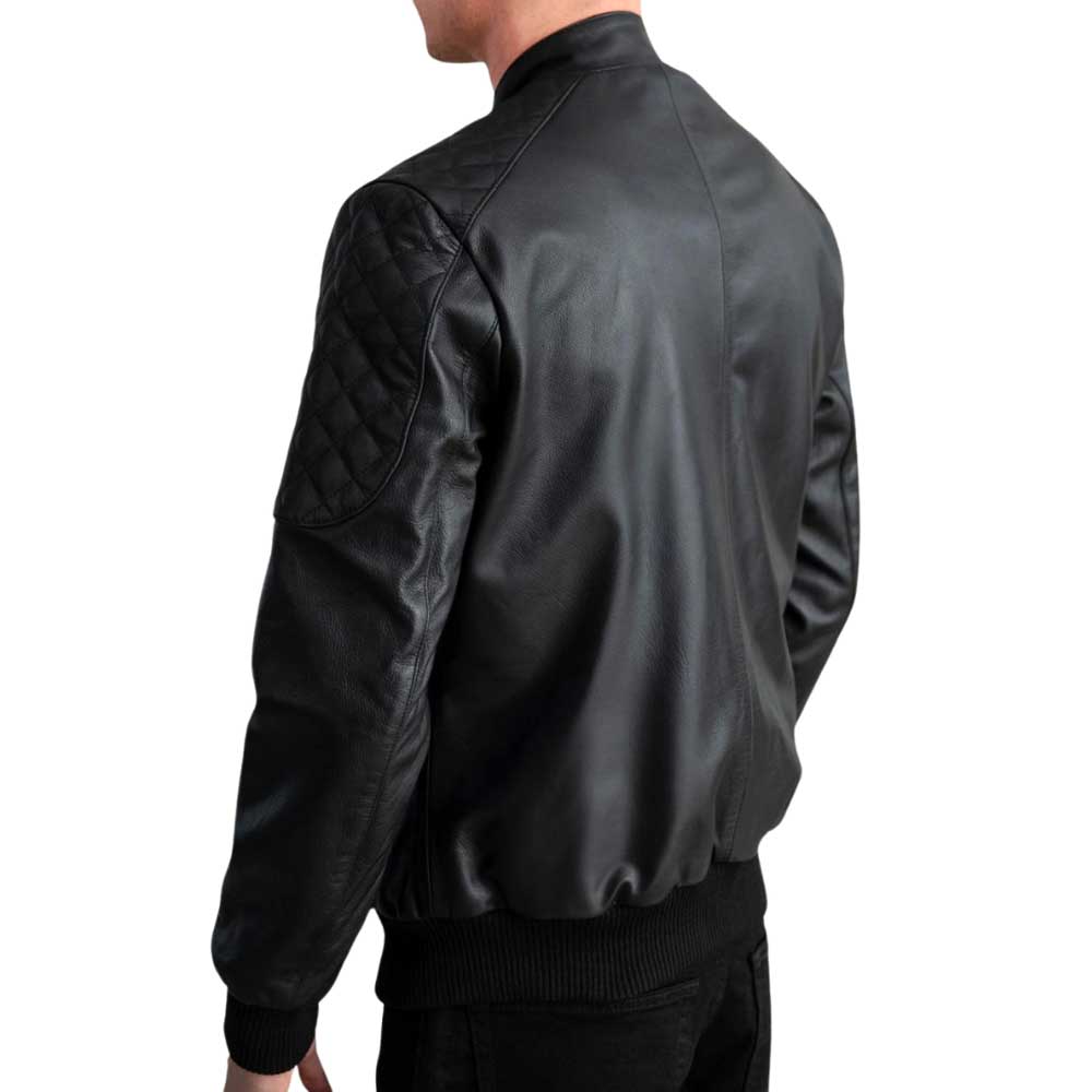Leather Bomber Jacket - Black