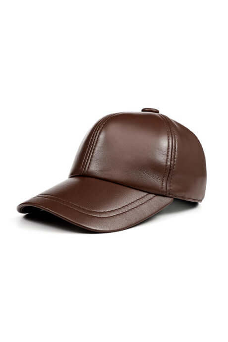 Genuine Sheep Leather Baseball Cap - Brown