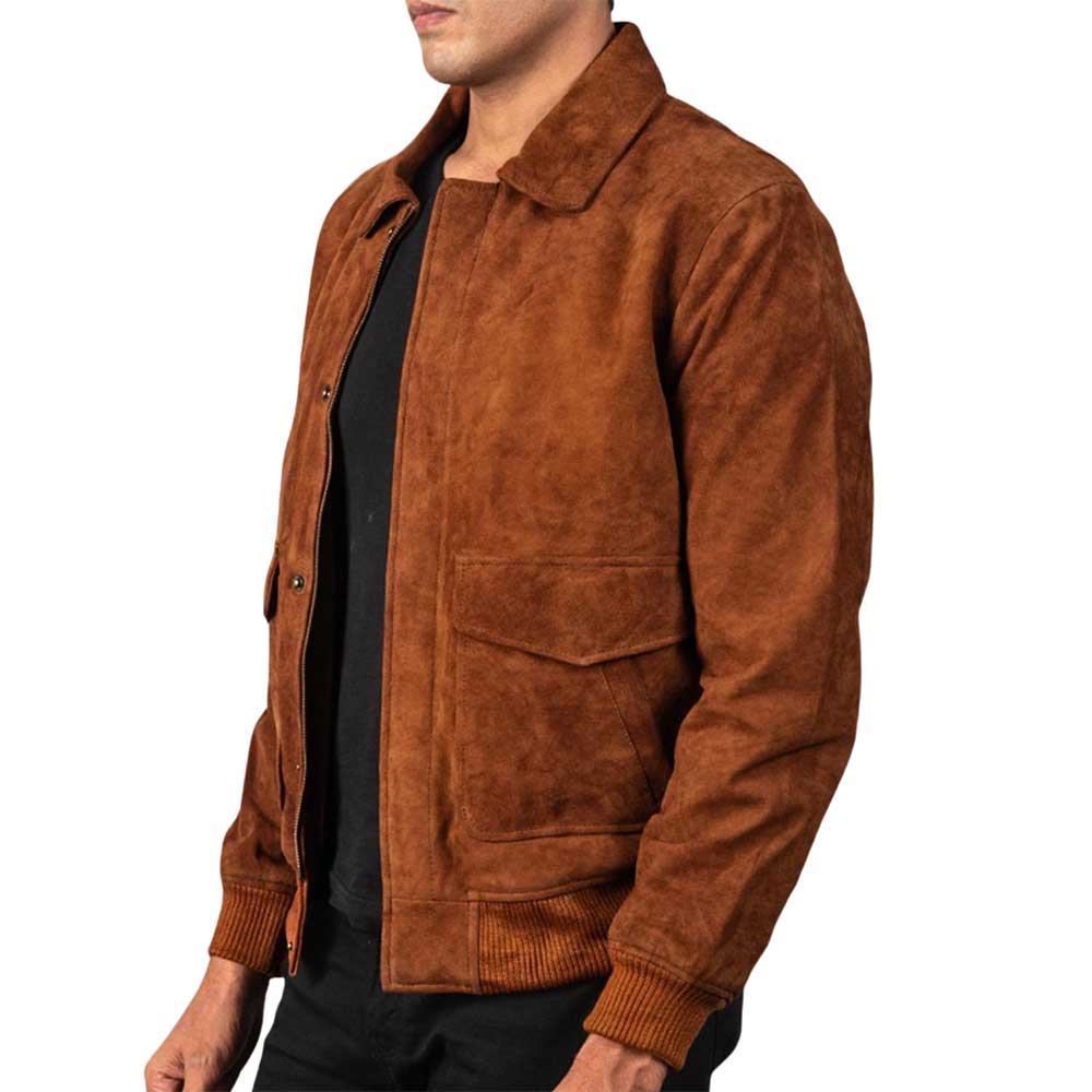 Leather Bomber Aviator Jacket - TAN