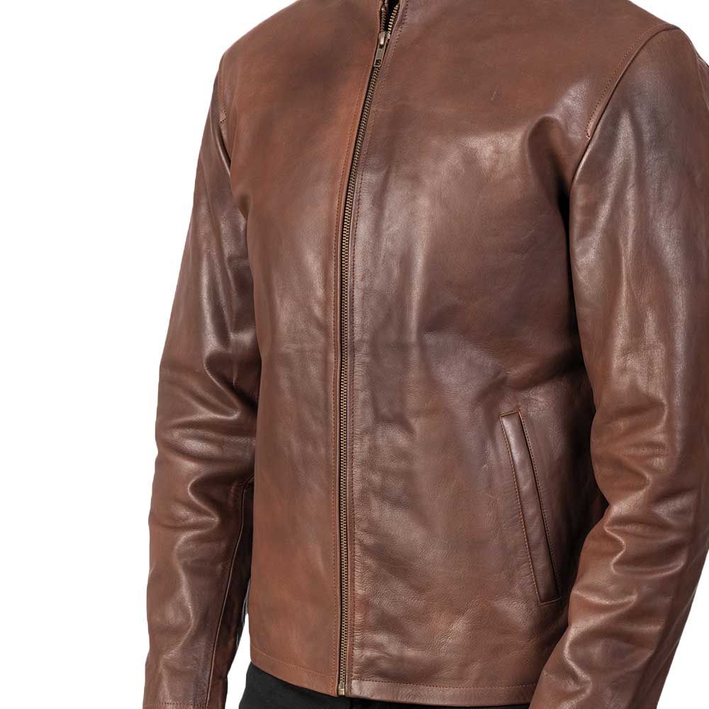 Distressed Burgundy Leather Jacket - Chocolate