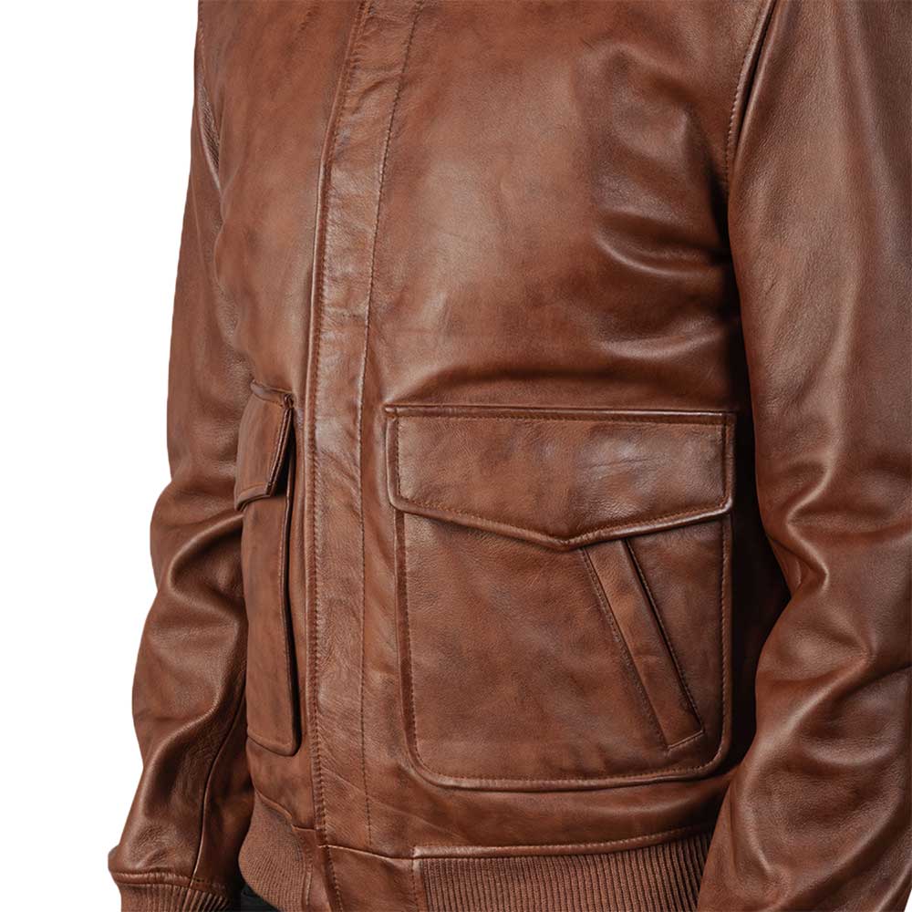 Leather Bomber Aviator Jacket
