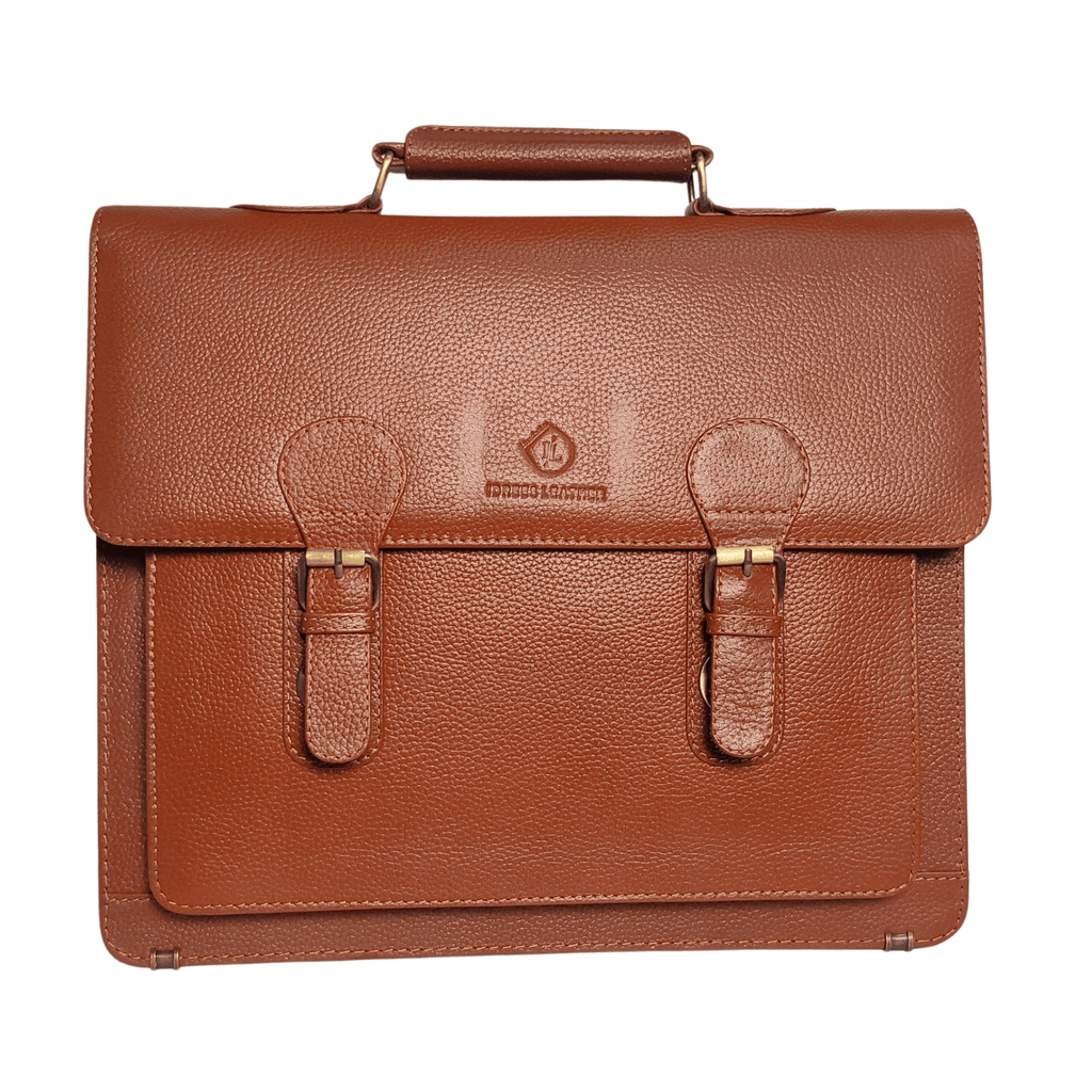 Leather Laptop Briefcase - brown