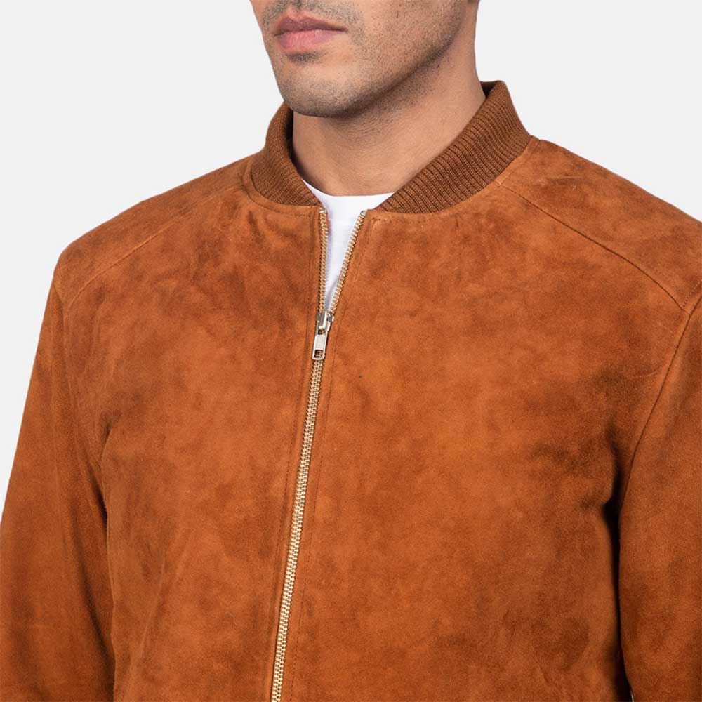 Suede Bomber Jacket - TAN