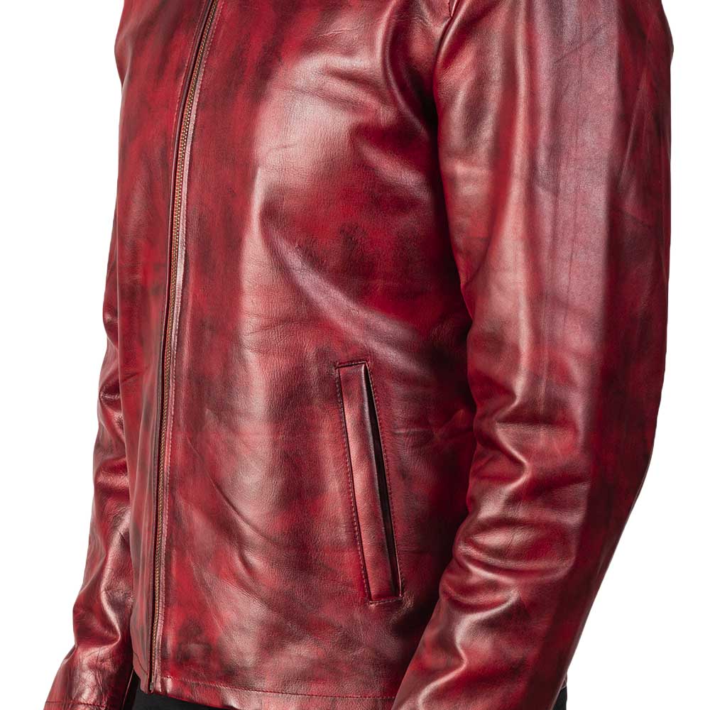 Distressed Burgundy Leather Jacket