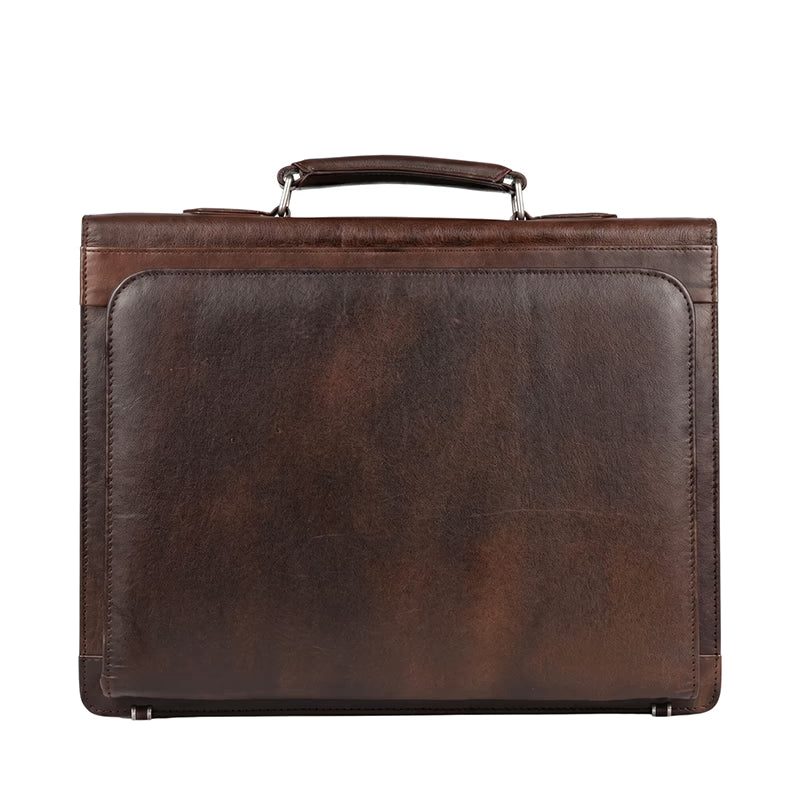 Crazy Horse Leather Laptop Bag - Chocolate