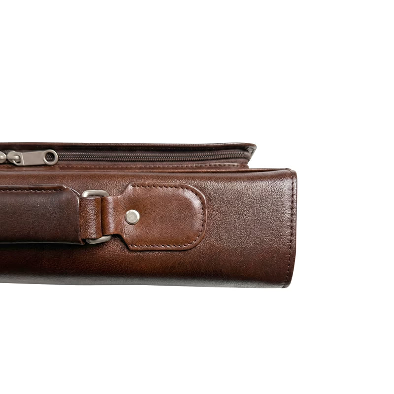 Crazy Horse Leather Laptop Bag - Chocolate