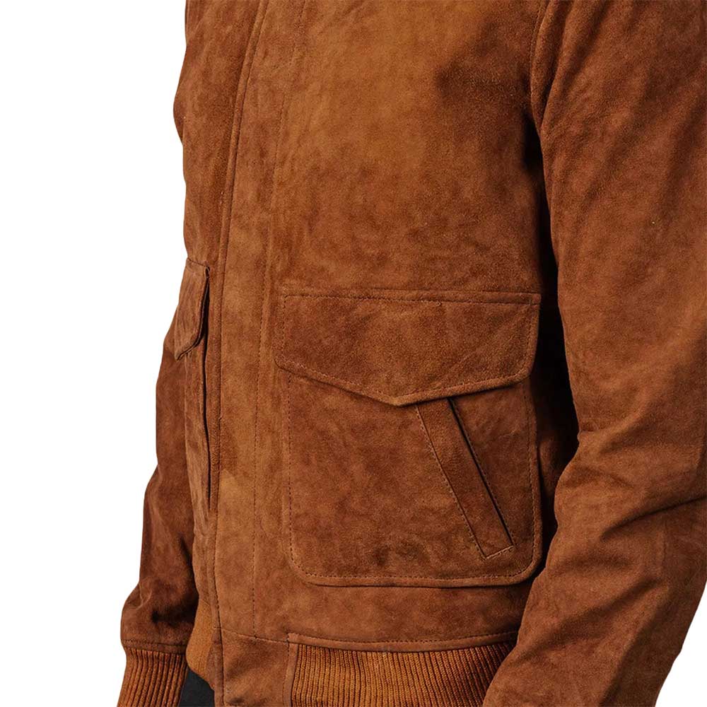 Leather Bomber Aviator Jacket - TAN