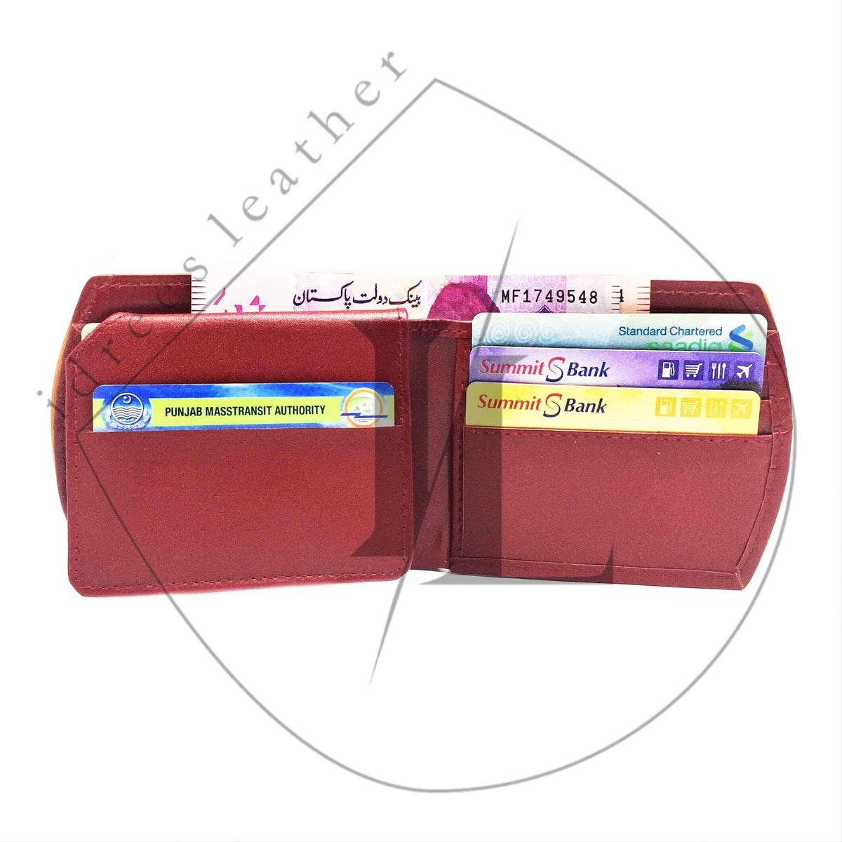 Curve Leather Wallet - maroon