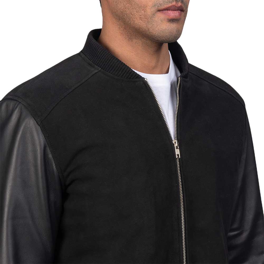 Suede Bomber Jacket - Black