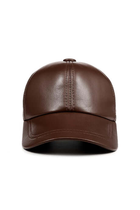 Genuine Sheep Leather Baseball Cap - Brown