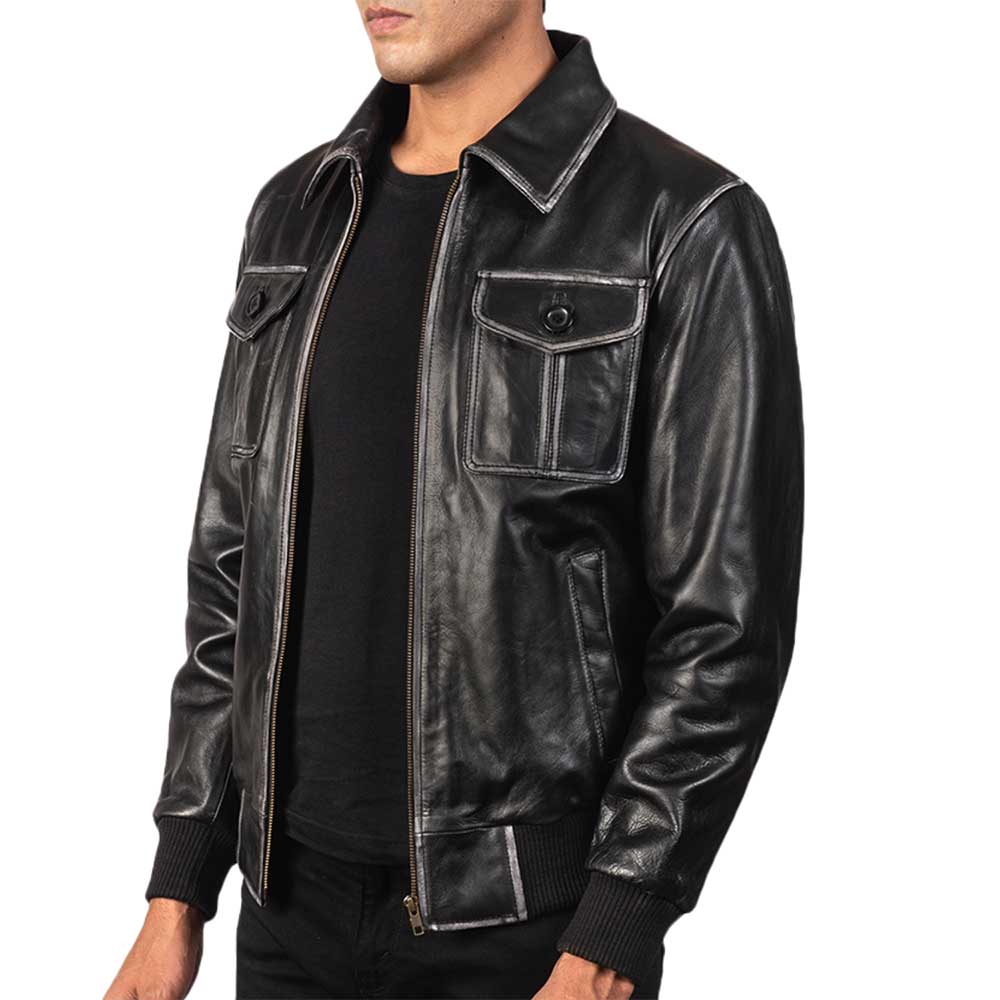 Aaron Leather Bomber Jacket
