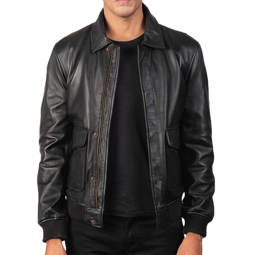 Leather Bomber Aviator Jacket