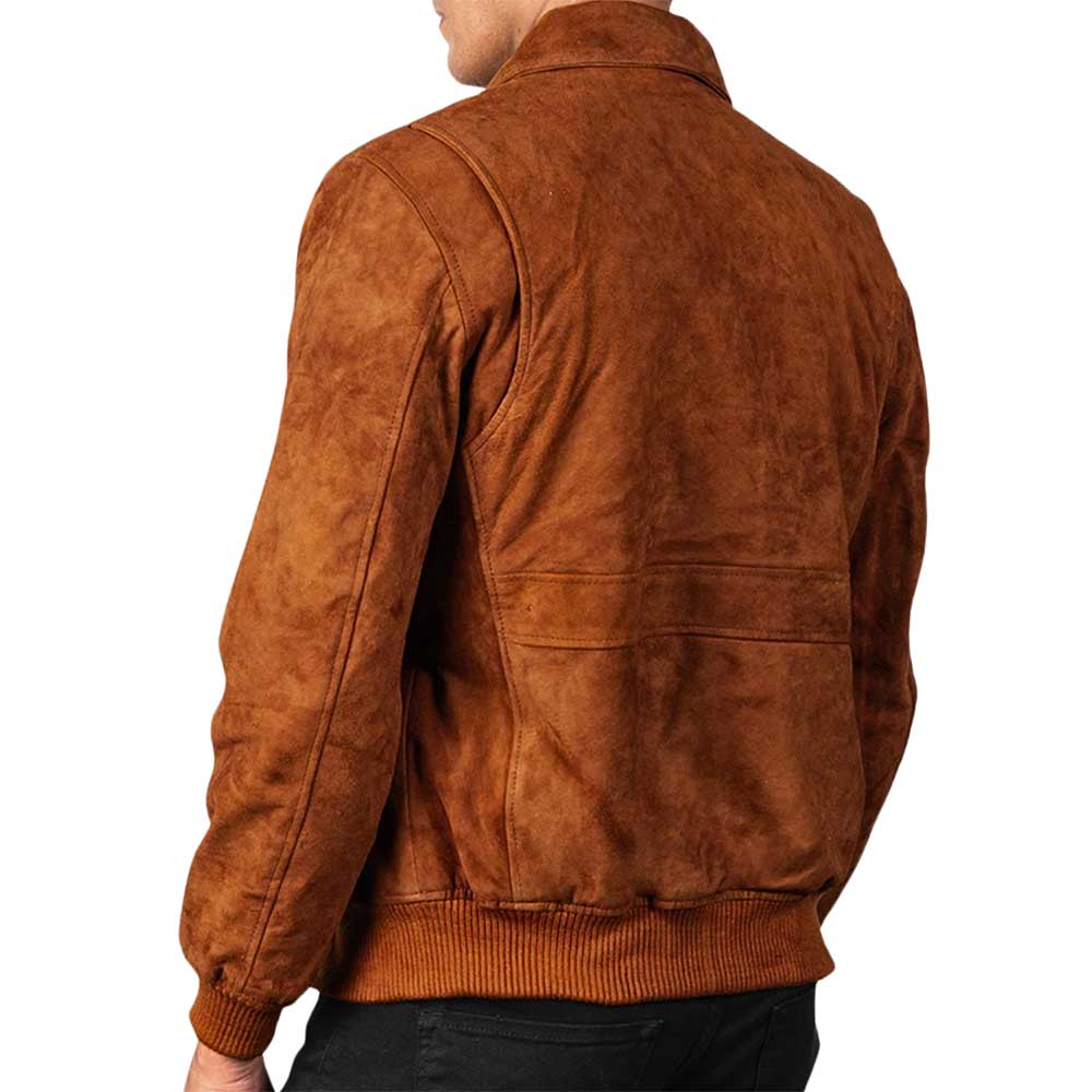 Leather Bomber Aviator Jacket - TAN