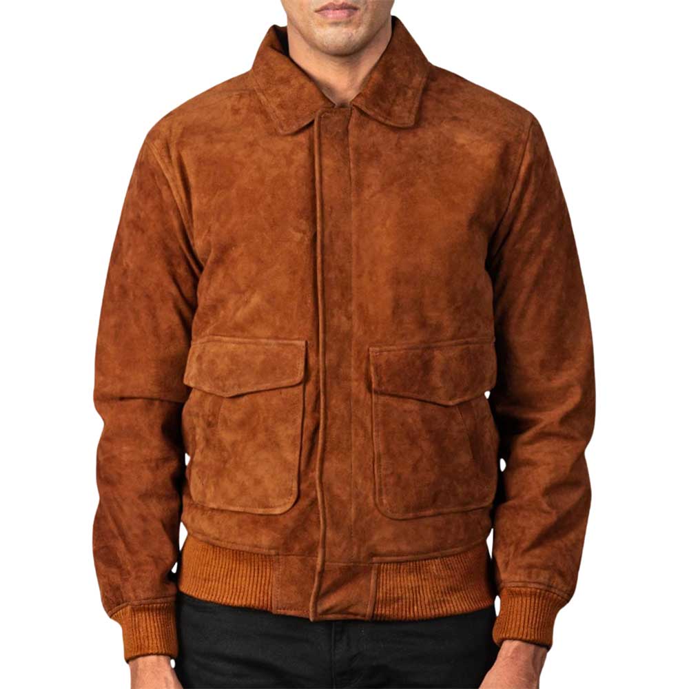 Leather Bomber Aviator Jacket - TAN