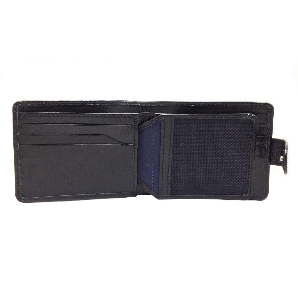 Lockable Leather Wallet - black
