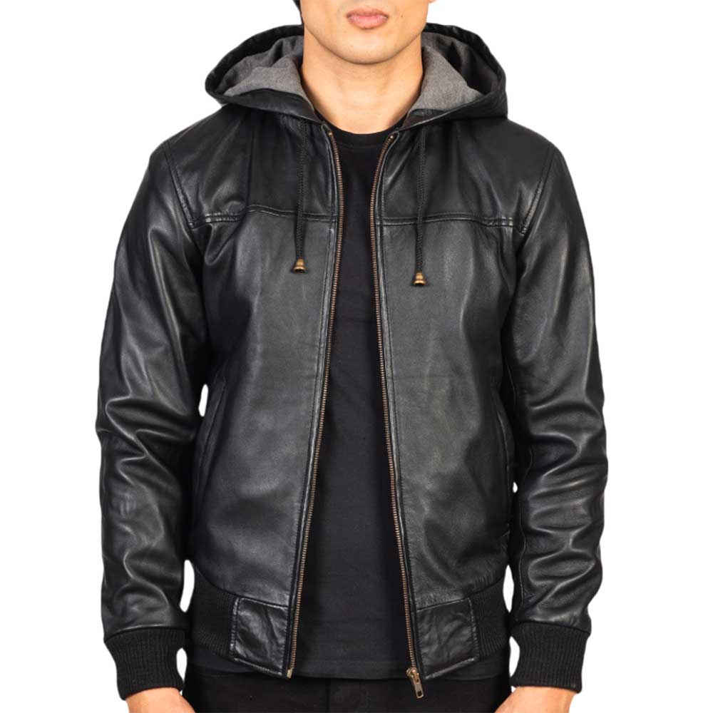 Leather Hooded Jacket