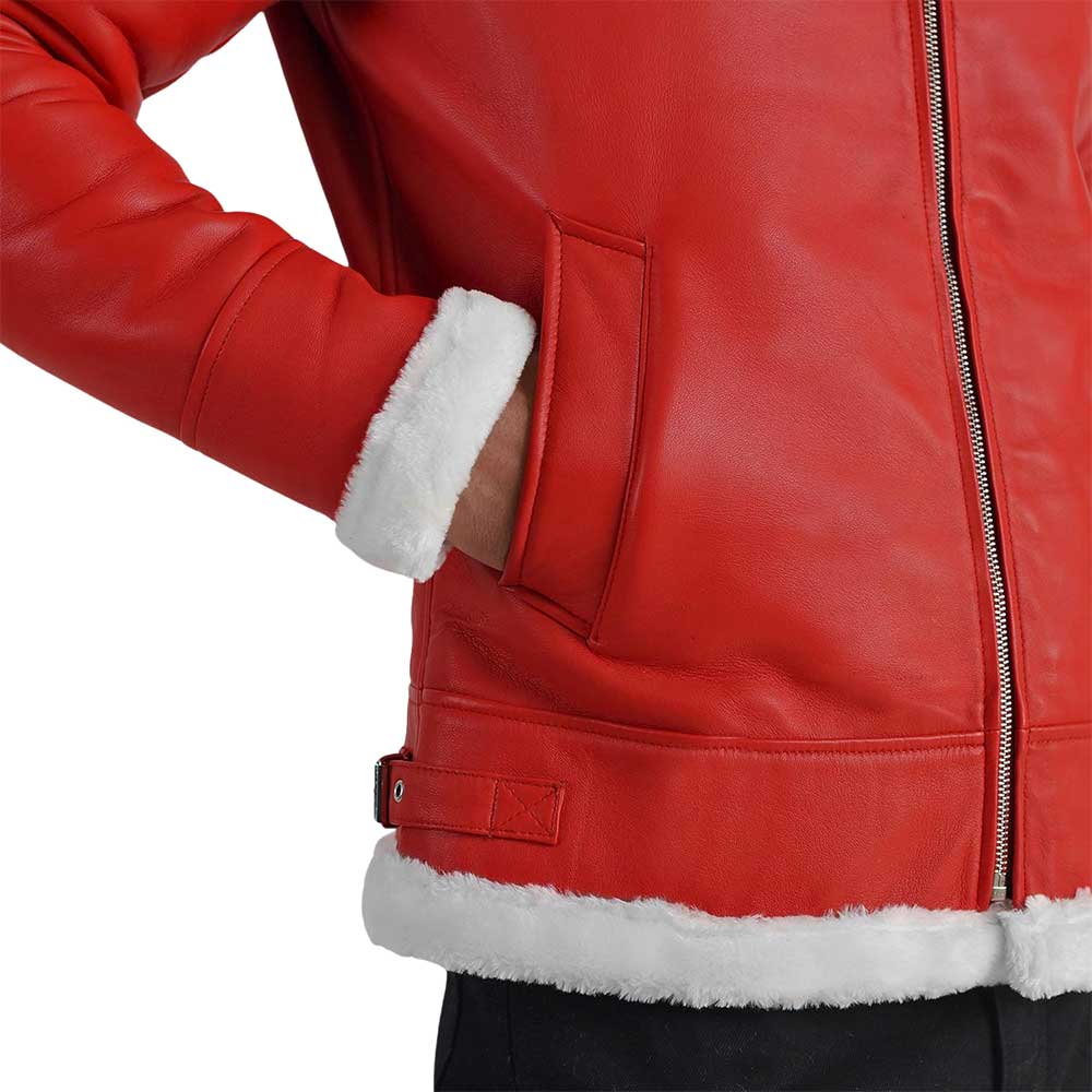 Shearling Leather jacket - red