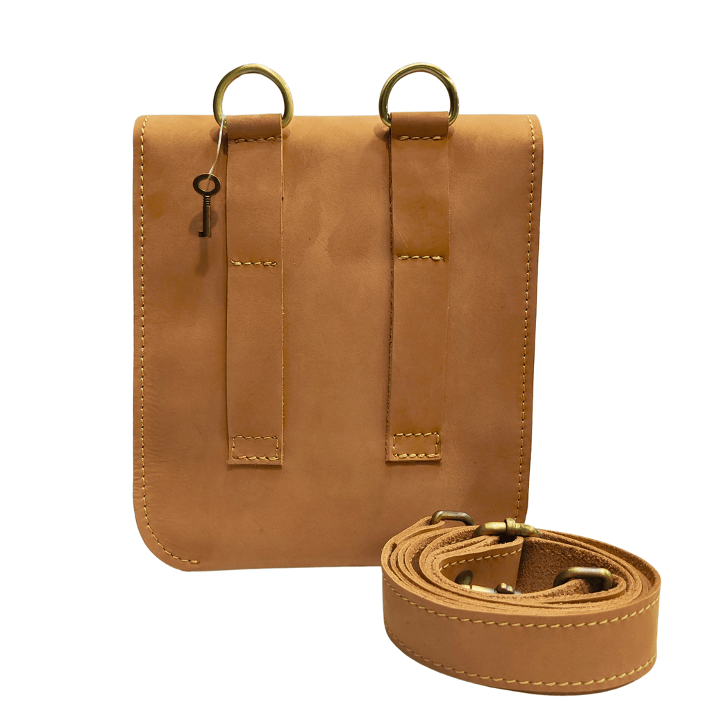 Leather Cross Body Bag - Caml