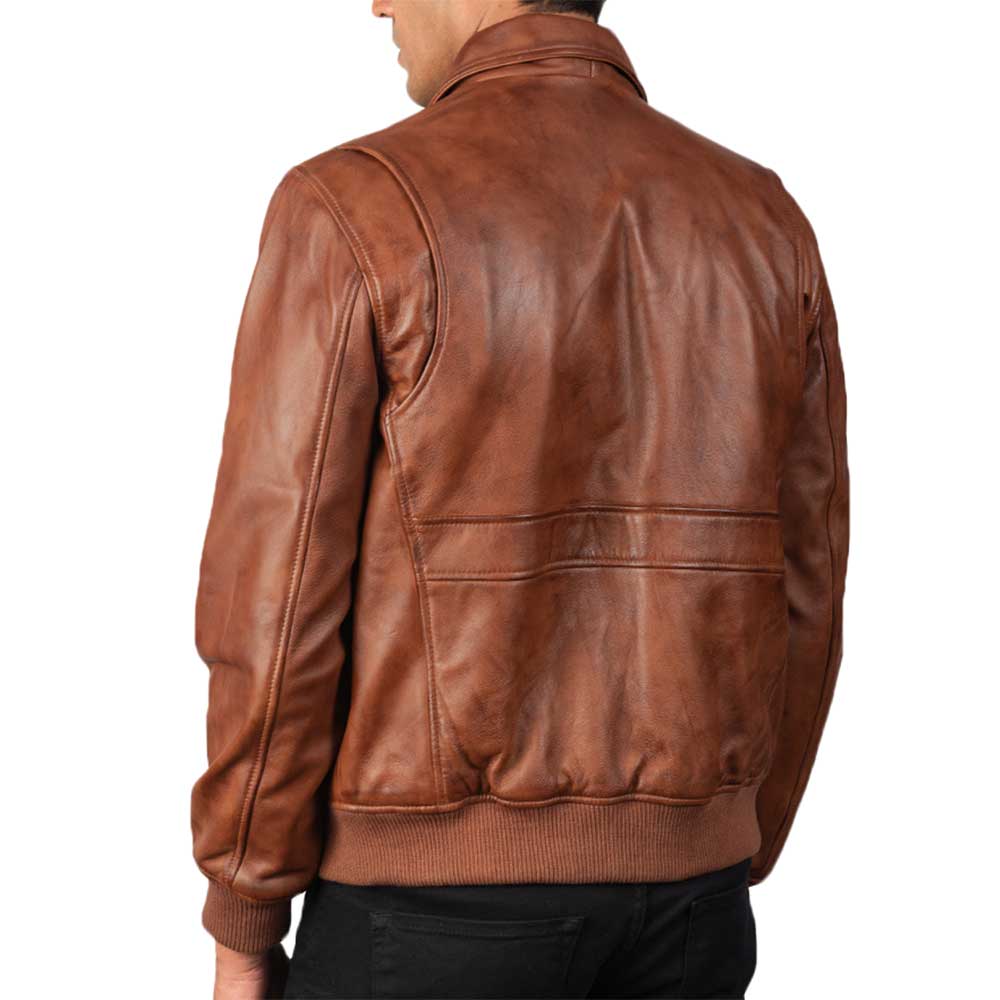 Leather Bomber Aviator Jacket