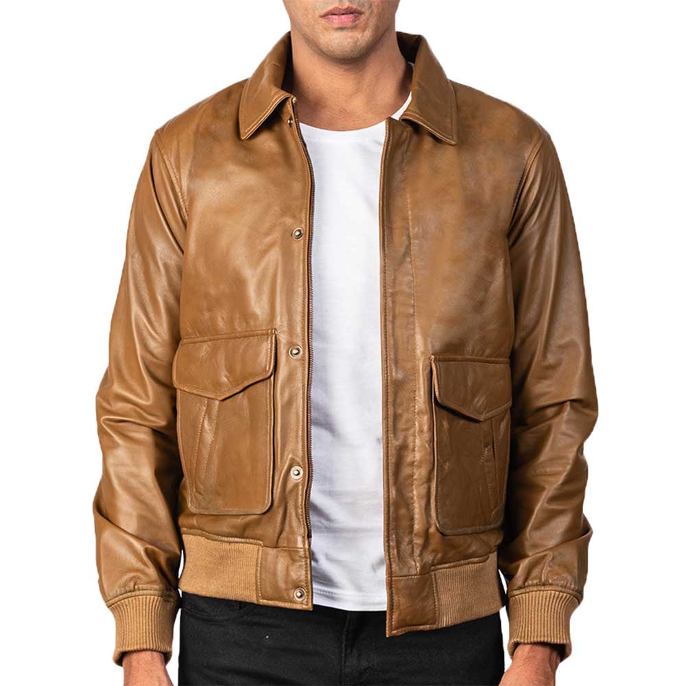 Leather Bomber Aviator Jacket