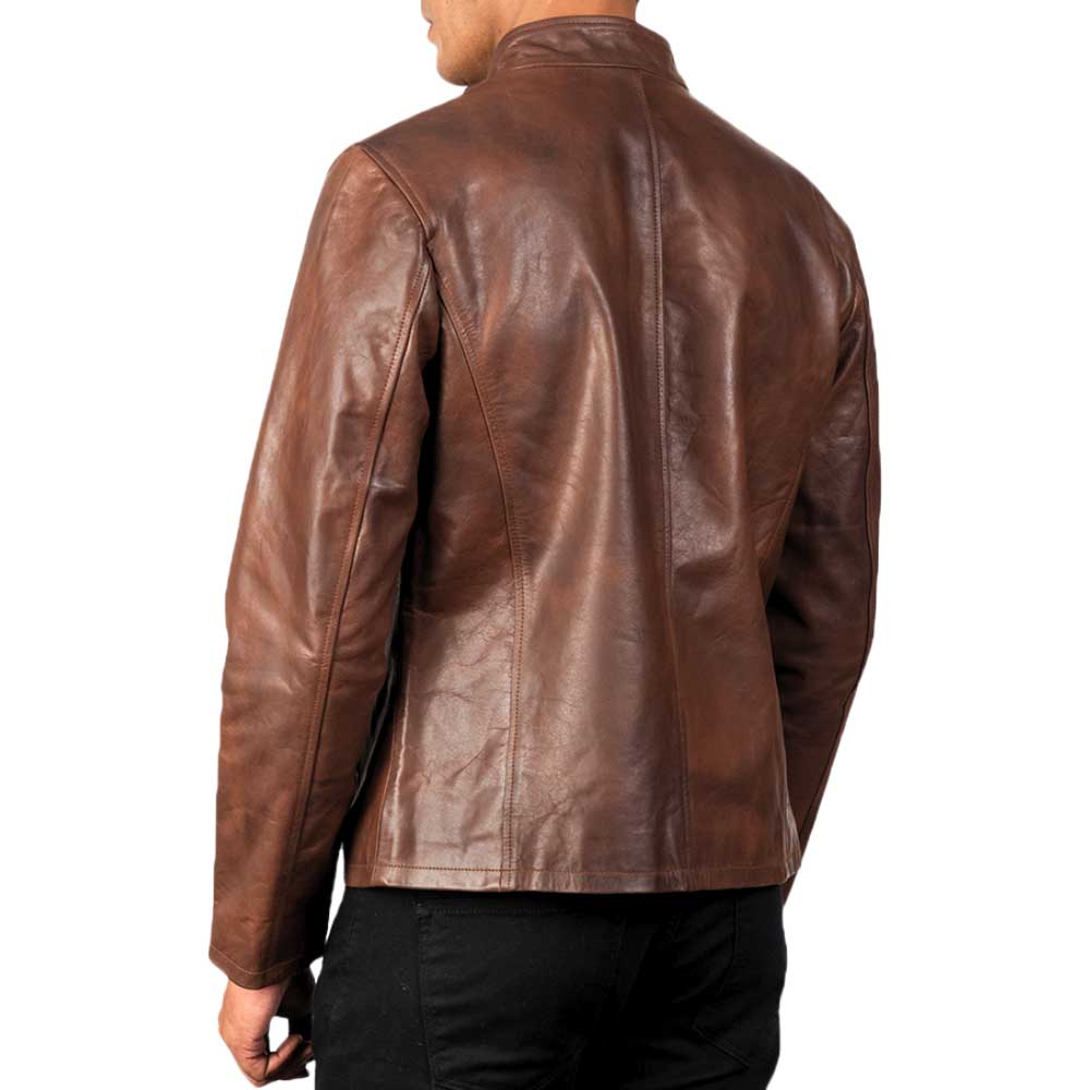 Distressed Burgundy Leather Jacket - Chocolate