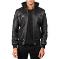 Hooded Leather Bomber Jacket