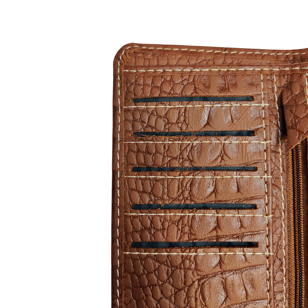 Leather Long Wallet - brown