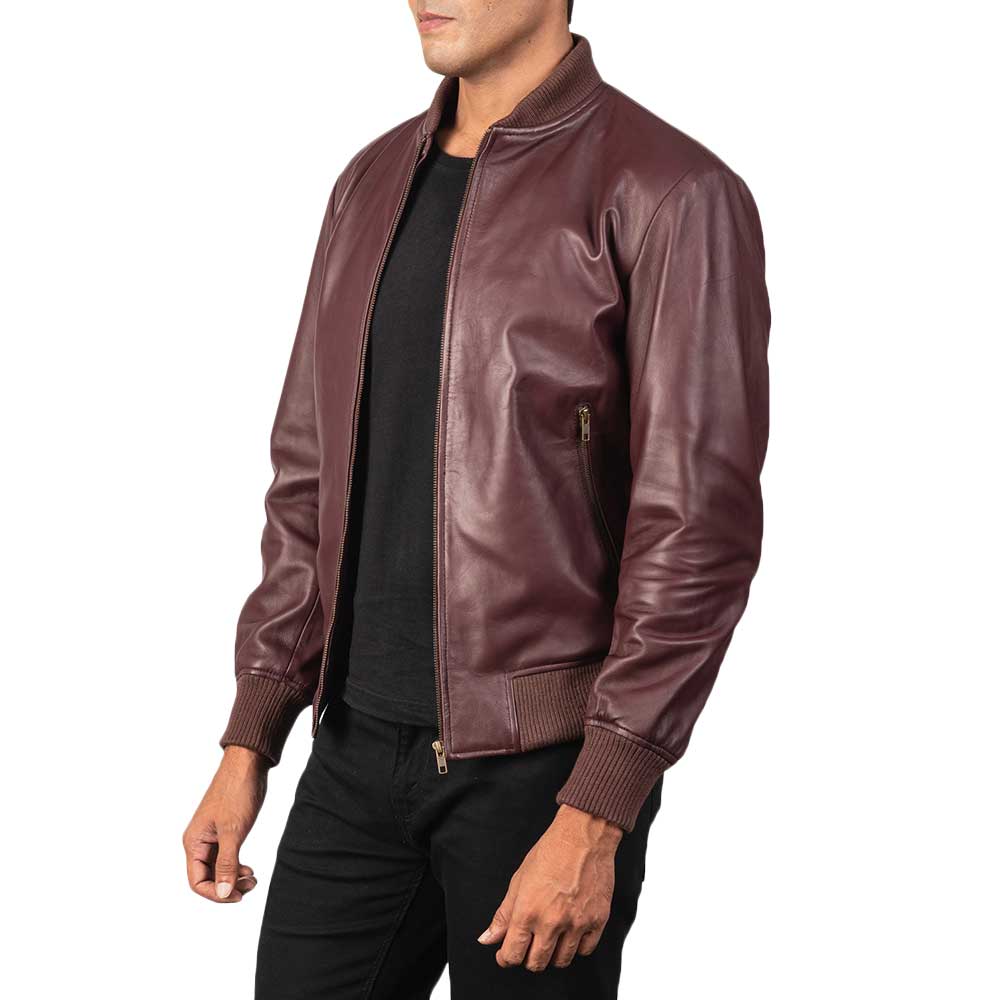 Suede Bomber Jacket - Maroon