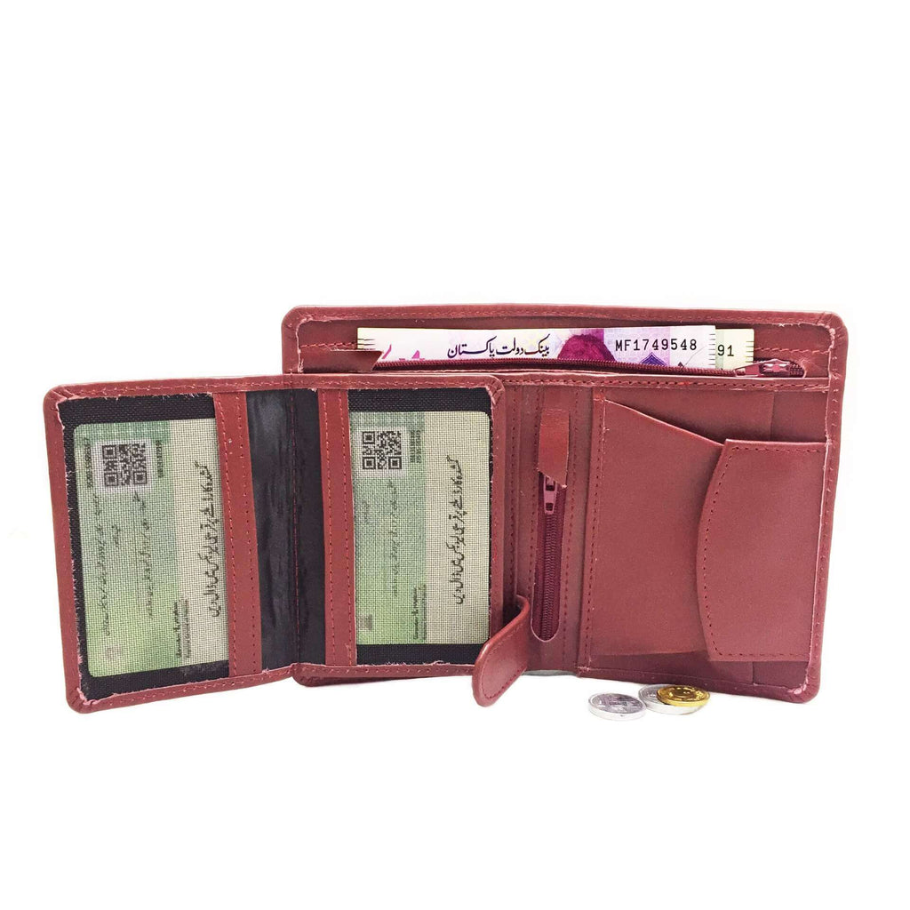 Mens Leather Wallet - maroon