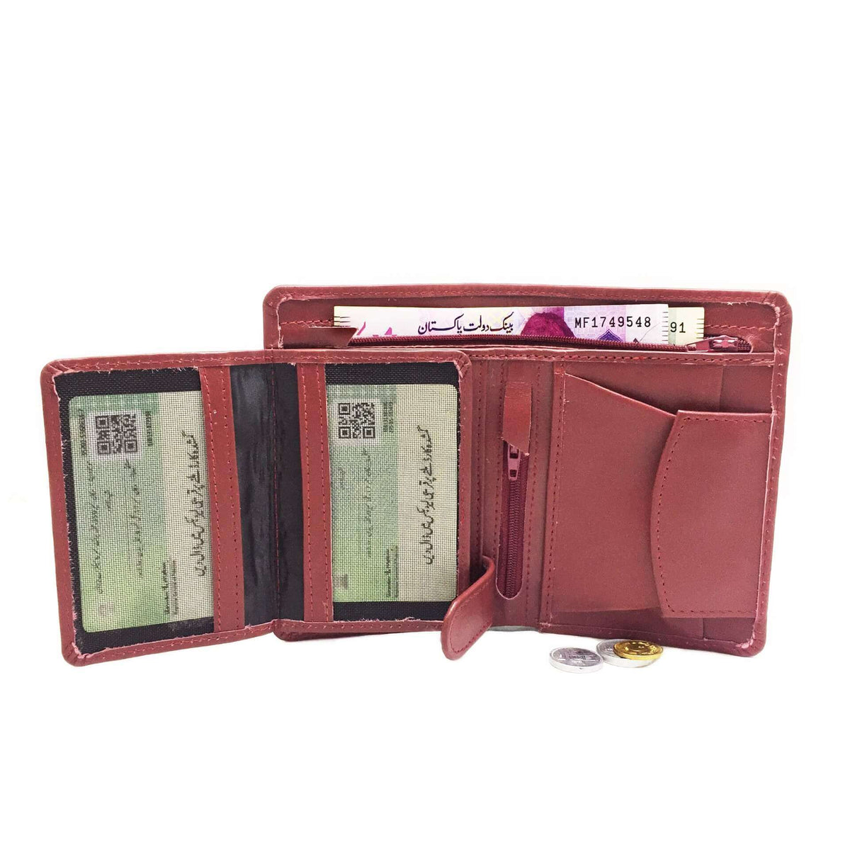 Mens Leather Wallet - maroon